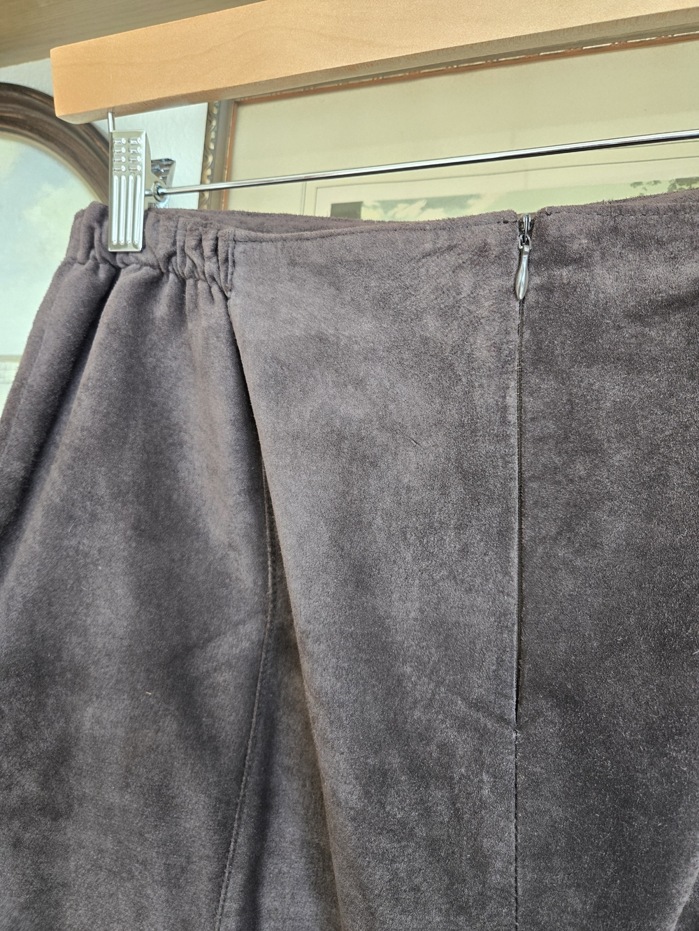Chico's Chocolate Brown Suede Midi Skirt | Size Large - Picture 4 of 6